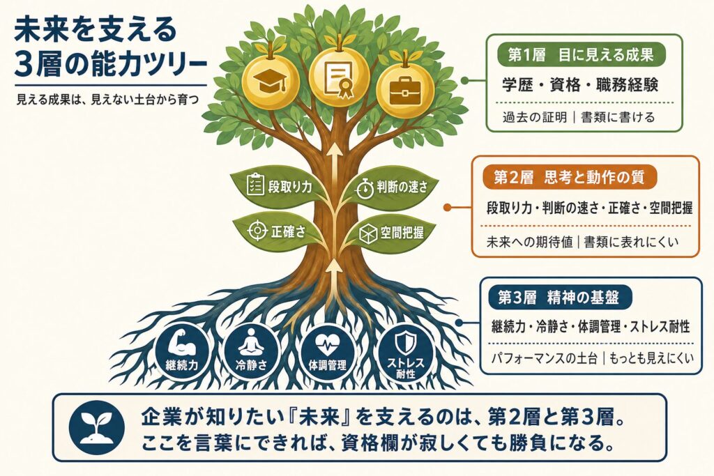過去の経歴から未来への期待値を伝える流れの図解